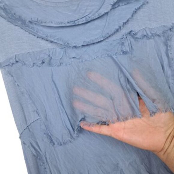 Scandal Sky Blue Silk Ruffles Maxi Dress - Picture 4 of 5